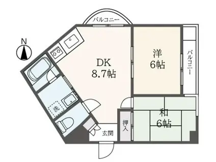 ファミール幸栄(2DK/3階)の間取り写真