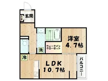 セリシール(1LDK/3階)の間取り写真