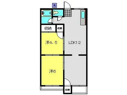 第2置田ハイツ(2LDK/3階)の間取り写真