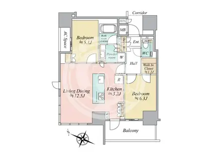 ザ・パークハウス大阪梅田タワー(2LDK/10階)の間取り写真