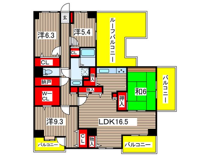 コスモ千葉グレイスヒルズ(4LDK/9階)の間取り写真
