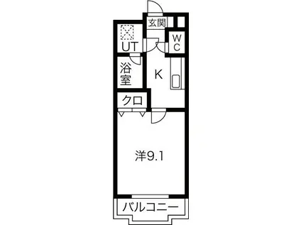 グランヴォワリエ(1K/2階)の間取り写真