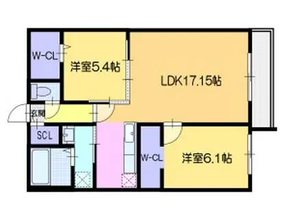 ヴォヤージュ菊水(2LDK/4階)の間取り写真
