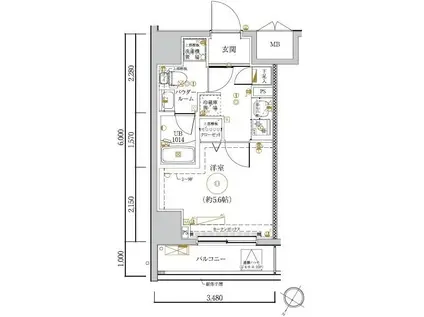 LUMEED川崎(1K/7階)の間取り写真