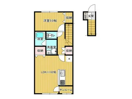 東北新幹線 七戸十和田駅 徒歩156分 2階建 築5年(1LDK/2階)の間取り写真
