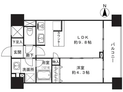 リーガルタワー神保町(1LDK/11階)の間取り写真
