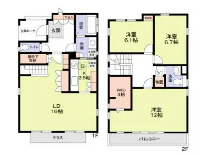 世田谷東玉川1丁目(3LDK/1階)の間取り写真
