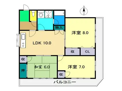リッツハウス城北(3LDK/3階)の間取り写真