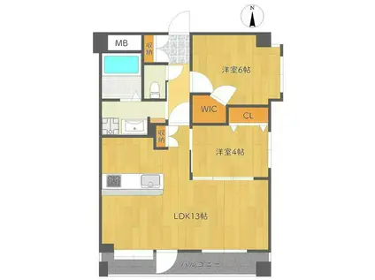 アーバンモリII(2LDK/1階)の間取り写真