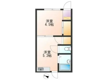 二光荘(1DK/1階)の間取り写真