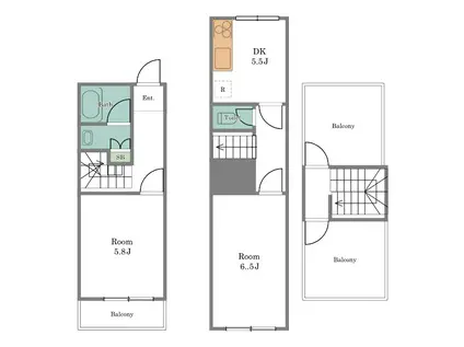 リバーコート(2DK/2階)の間取り写真
