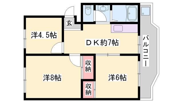 ヤナギマンション(3LDK/2階)の間取り写真