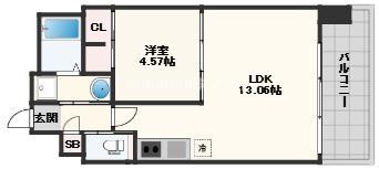 プレジオ玉造(1LDK/2階)の間取り写真