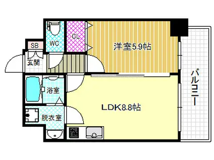 サムティ福島LA LUNA(1LDK/5階)の間取り写真