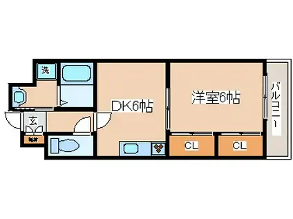 コスタレイ神戸三宮(1DK/8階)の間取り写真