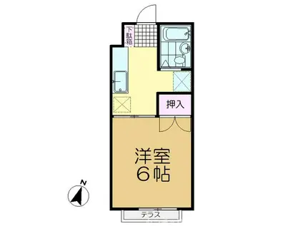 トクスイハイツ(1DK/1階)の間取り写真