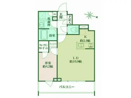 クリアルプレミア西馬込(1LDK/3階)の間取り写真