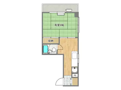 福本ビル(1K/3階)の間取り写真