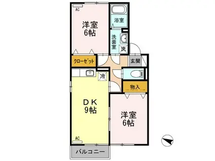 ラフィネ A・B(2DK/2階)の間取り写真