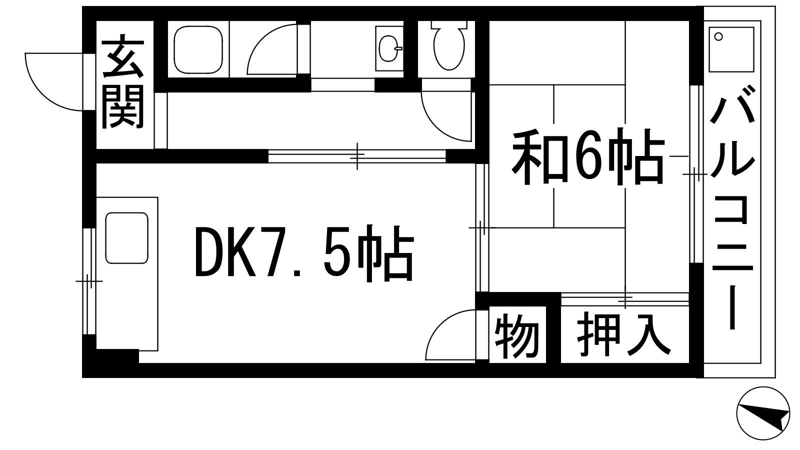 ナカムラニューハイツ(1DK/3階)の間取り写真