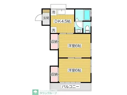 西町コーポ(2DK/2階)の間取り写真