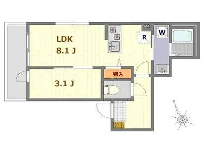 アットリラ八千代台西A(1LDK/2階)の間取り写真
