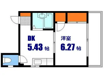 コーポラスマツモト5(1DK/5階)の間取り写真