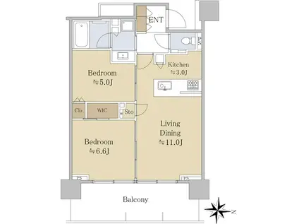 シティタワー所沢クラッシィ(2LDK/10階)の間取り写真