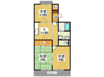 コーポラスクレイン(3K/2階)の間取り写真