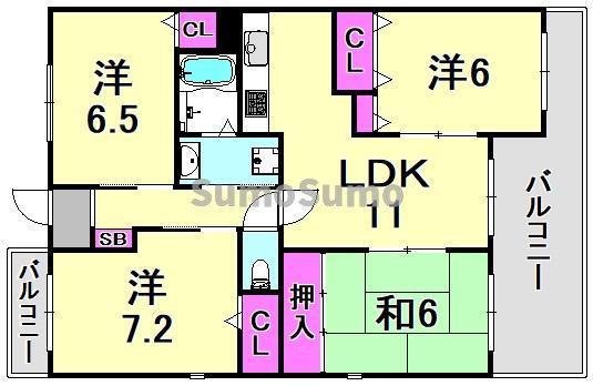 エスタブレ(4LDK/4階)の間取り写真