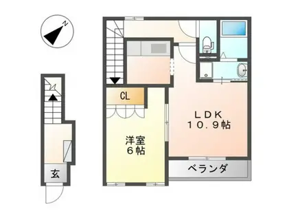 ルヴニール祗園N&SII(1LDK/2階)の間取り写真