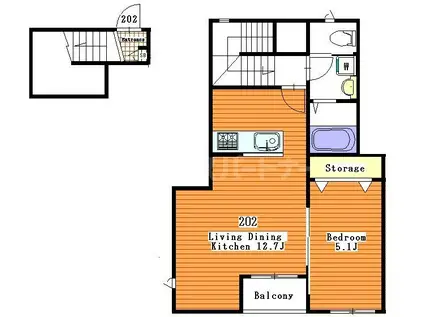 LA SPERANZA真間(1LDK/2階)の間取り写真