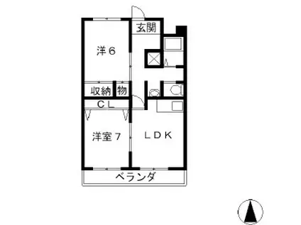 メゾン立松(2LDK/3階)の間取り写真