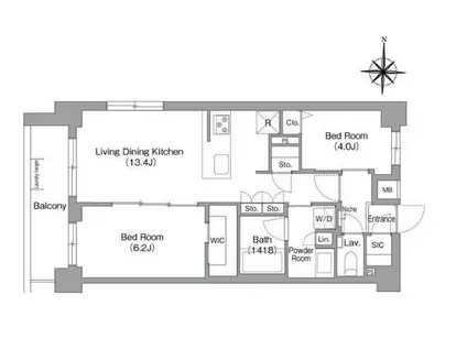 コンフォリア・リヴ永福町(2LDK/1階)の間取り写真