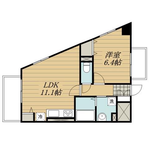 サウスERNCROSS鵠沼(1LDK/4階)の間取り写真