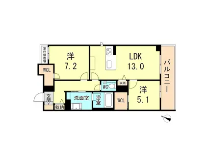 VIA SOLE 六甲道(2LDK/2階)の間取り写真