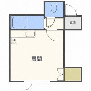 ヒュース平岸B棟(ワンルーム/1階)の間取り写真