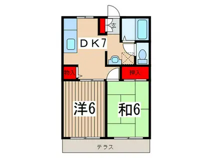 サンハイツ肥沼(2DK/1階)の間取り写真