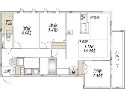 ウエスト・ノワール(3LDK/3階)の間取り写真