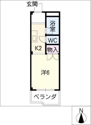 ブレークスルー中平(1K/2階)の間取り写真