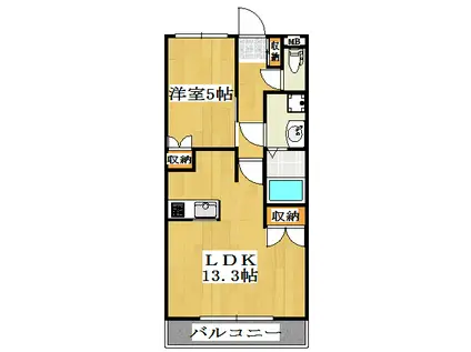 サンモール和坂(1LDK/3階)の間取り写真