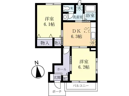 レフィナ-ド春日A(2DK/1階)の間取り写真