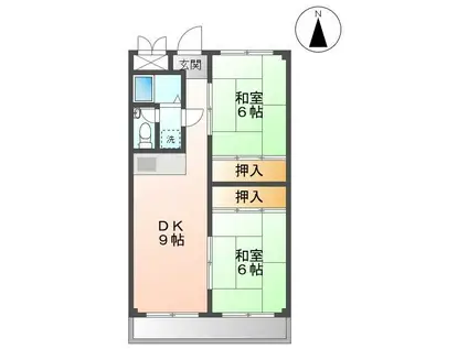 サンライフ大元(2DK/4階)の間取り写真