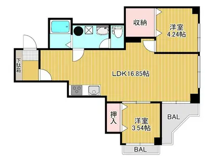 藤グリーンマンション(2LDK/6階)の間取り写真