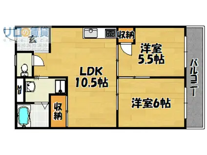 森川ハイツ(2LDK/4階)の間取り写真