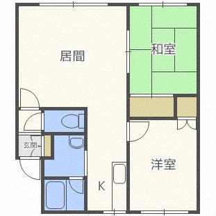ハイツ伏古NO7(2LDK/3階)の間取り写真