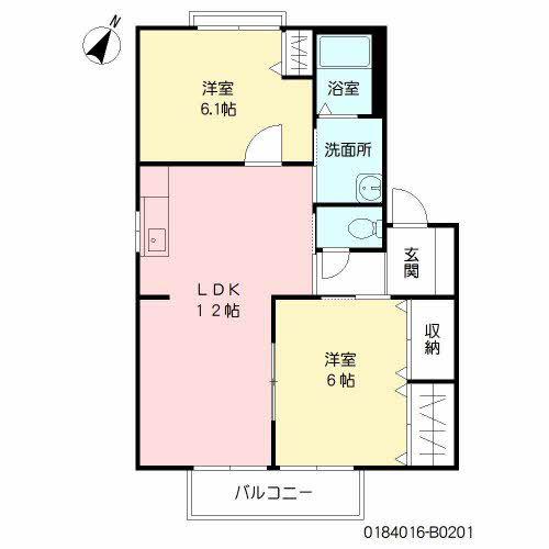 アイナAJ 2棟(2LDK/2階)の間取り写真