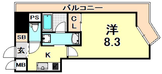SOLCEREJEIRA西宮(1K/3階)の間取り写真