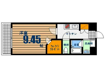 ロアール東白島(1K/6階)の間取り写真