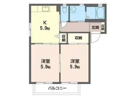 タウンコートB(2K/2階)の間取り写真